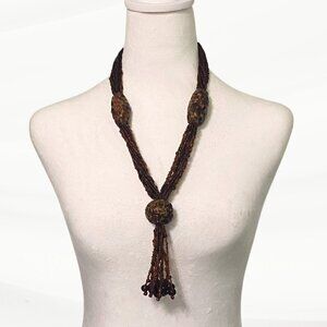 Chunky Amber-Colored Beaded Necklace